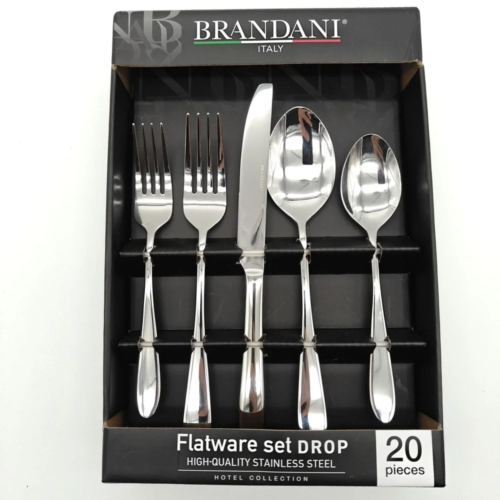 Brandani Italy Drop 20 Piece Stainless Steel Flatware Set Service for 4 NEW